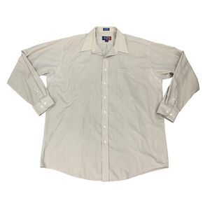 Vintage Repp Classic Shirt Mens 18 Tall Beige Long Sleeve Pocket Cotton Blend